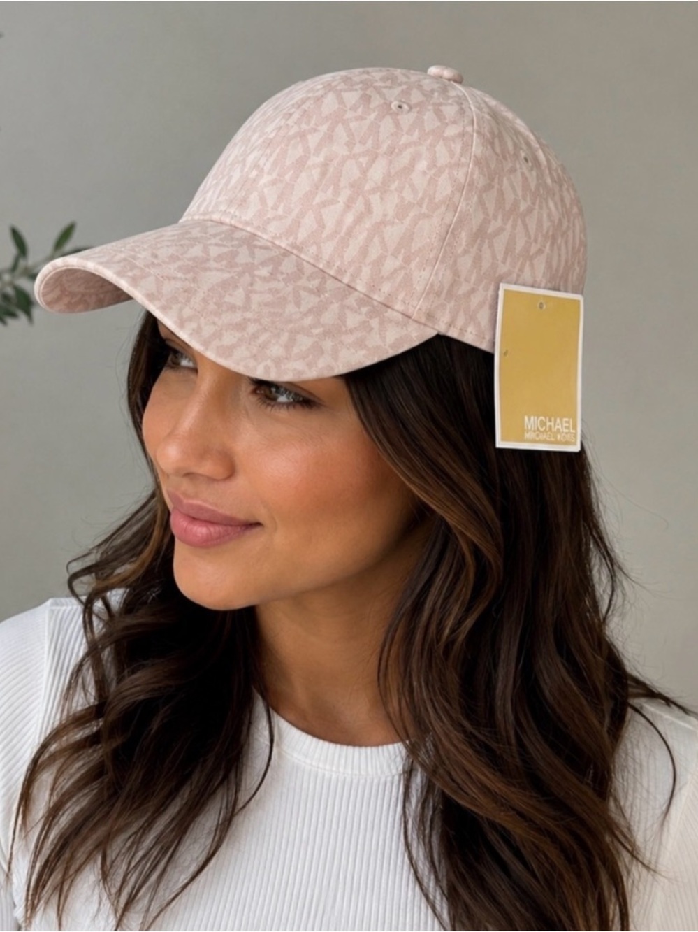 NWTs MICHAEL KORS BASEBALL CAP WOMEN'S ALLOVER MK PRINT LOGO ADJUSTABLE  PINK